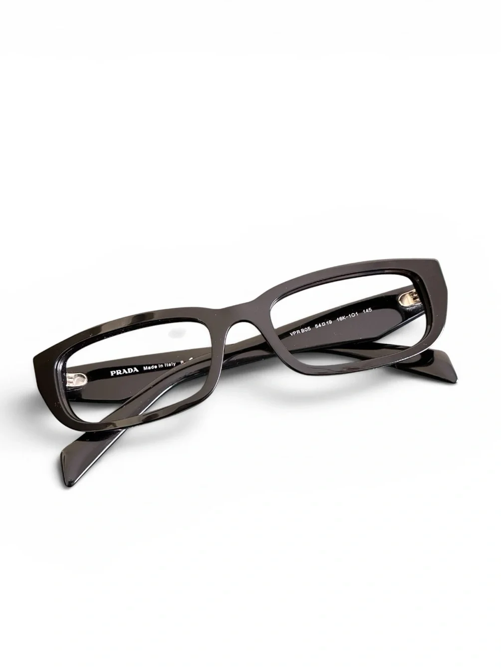 Prada Glossy Black Rectangular Women's Glasses